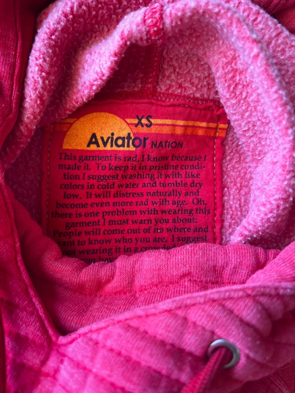 Aviator Nation Ninja Hoodie XS Red | Classic Funnel Neck Sweatshirt - Picture 5 of 16